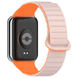 Xiaomi Redmi Watch 4 Silikon Kordon Zore KRD-105 Strap Kayış-Pembe-Turuncu