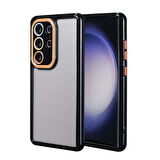 Galaxy S23 Ultra Kılıf Kamera Korumalı Renkli Kenar ve Çerçeve Tasarımlı Zore Vitamin Kapak-Siyah