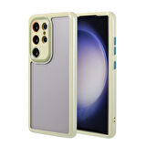 Galaxy S23 Ultra Kılıf Kamera Korumalı Renkli Kenar ve Çerçeve Tasarımlı Zore Vitamin Kapak-Yeşil