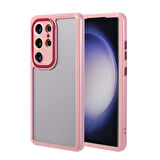 Galaxy S23 Ultra Kılıf Kamera Korumalı Renkli Kenar ve Çerçeve Tasarımlı Zore Vitamin Kapak-Mürdüm