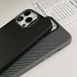 iPhone 15 Pro Max Kılıf Magsafe Şarj Özellikli Karbon Fiber Görünümlü Zore Troy Kapak-Siyah