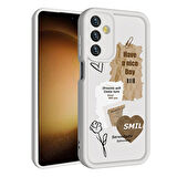 Galaxy A15 Kılıf Kamera Korumalı Baskılı Arka Yüzey Zore Klas Kapak-Koyu Kahve