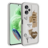 Xiaomi Redmi Note 12 5G Kılıf Kamera Korumalı Baskılı Arka Yüzey Zore Klas Kapak-Beyaz