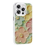 Apple iPhone 15 Pro Max Kılıf Çiçek Desenli Parlak Taşlı Sert Silikon Zore Garden Kapak-Colorful