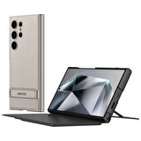 Galaxy S24 Ultra Kılıf Kamera Korumalı Suni Deri Tasarım Zore Droga Standlı Kartlıklı Kapaklı Kılıf-