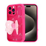 iPhone 15 Pro Kılıf Kamera Korumalı Figür Tasarımlı Zore Kapya Kapak-Pembe Açık