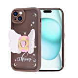 iPhone 15 Plus Kılıf Kamera Korumalı Figür Tasarımlı Zore Kapya Kapak-Pembe Koyu