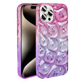 Apple iPhone 15 Pro Max Kılıf Simli 3D Desenli Zore Hacar Kapak-Beyaz