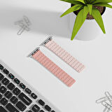 Apple Watch 44mm Zore KRD-111 Çizgili Desenli Silikon Kordon-Pembe