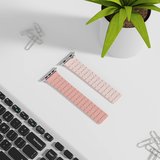 Apple Watch 7 45mm Zore KRD-111 Çizgili Desenli Silikon Kordon-Pembe