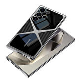 Galaxy S24 Ultra Kılıf Ultra İnce Kamera Korumalı PC + Deri Arka Yüzey Zore X-Pro Kapak-Siyah