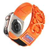 Apple Watch 7 45mm Zore KRD-112 Orbital Örgülü Halat Tasarımlı Naylon Kumaş Hasır Kordon-Turuncu