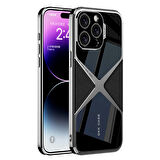 Apple iPhone 15 Pro Kılıf Ultra İnce Kamera Korumalı PC + Deri Arka Yüzey Zore X-Pro Kapak-Siyah