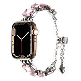 Apple Watch 7 45mm Zore KRD-115 Renkli Taş Tasarımlı Kordon-Lila