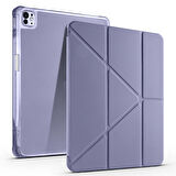iPad Air 13 2025 M3 Kılıf ​FRMS Tri Folding Kalem Bölmeli Standlı Kılıf - Mor