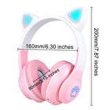 Zore STN-28 Pro Kedi Kulaklı Tasarımlı RGB Işıklı Bluetooth Kulaklık-Mor