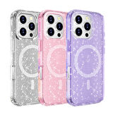 Apple iPhone 16 Pro Kılıf Magsafe Şarj Özellikli Parlayan Simli Saydam Renkli Zore Allstar Kapak-Şef