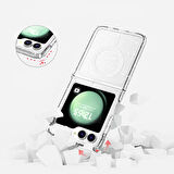 Galaxy Z Flip 6 Kılıf Magsafe Şarj Özellikli Parlayan Simli Saydam Renkli Zore Allstar Kapak