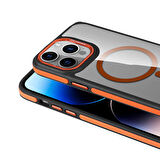 iPhone 14 Pro Kılıf Magsafe Şarj Özellikli Mat Görünümlü Zore Solo Kapak-Turuncu