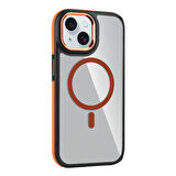 iPhone 15 Kılıf Magsafe Şarj Özellikli Mat Görünümlü Zore Solo Kapak-Turuncu