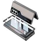 Galaxy Z Fold 6 Kılıf Ultra İnce Kamera Korumalı PC + Deri Arka Yüzey Zore Kıpta Poligan Kapak-Siyah