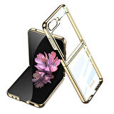 Galaxy Z Flip 6 Kılıf Zore Full Camlı Kıpta Kapak-Gold