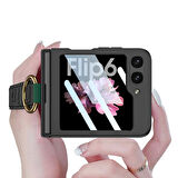 Galaxy Z Flip 6 Kılıf Kamera Korumalı Yüzüklü Zore Flip Ring Kıpta Kapak-Mor