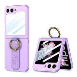 Galaxy Z Flip 6 Kılıf Kamera Korumalı Yüzüklü Zore Flip Ring Kıpta Kapak-Mor