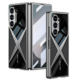 Galaxy Z Fold 6 Kılıf Ultra İnce Kamera Korumalı PC + Karbon Arka Yüzey Zore X-Pro Kapak-Siyah