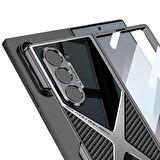 Galaxy Z Fold 6 Kılıf Ultra İnce Kamera Korumalı PC + Karbon Arka Yüzey Zore X-Pro Kapak-Siyah