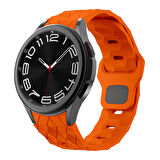Galaxy Waych 5 44mm Zore KRD-116 20mm Futbol Desenli Spor Tasarımlı Silikon Kordon-Turuncu