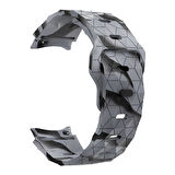 Galaxy Waych 5 44mm Zore KRD-116 20mm Futbol Desenli Spor Tasarımlı Silikon Kordon-Gri-Yeşil