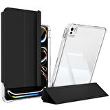 ​​​iPad Pro 11 2024 Kılıf Magnetik Ayrılabilen Airbagli ​ARTH Sliding Tablet Kılıfı - Pembe Açık