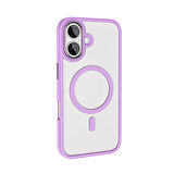 Apple iPhone 16 Kılıf Wireless Şarj Özellikli Zore Krom Magsafe Silikon Kapak-Pembe