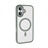 Apple iPhone 16 Kılıf Wireless Şarj Özellikli Zore Krom Magsafe Silikon Kapak-Pembe