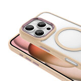 Apple iPhone 16 Pro Kılıf Wireless Şarj Özellikli Ensueno Krom Magsafe Silikon Kapak-Mavi