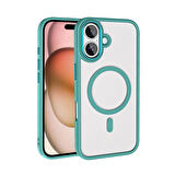 iPhone 16 Plus Kılıf Wireless Şarj Özellikli Krom Magsafe Silikon Kapak