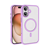 Apple iPhone 16 Plus Kılıf Wireless Şarj Özellikli Zore Krom Magsafe Silikon Kapak-Pembe