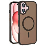 iPhone 16 Plus Kılıf Magsafe Şarj Özellikli Mat Arka Yüzey Zore Sio Kapak-Rose Gold