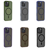 Vendas iPhone 16 Pro Max Kılıf Magsafe Şarj Özellikli Mat Arka Yüzey Zore Sio Kapak-Lacivert