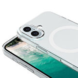 Apple iPhone 16 Plus Kılıf Zore Magsafe Şarj Özellikli Şeffaf Tek Kamera Çerçeveli Porto Kapak-Şeffa