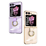 Galaxy Z Flip 6 Kılıf Zore Yüzüklü Kıpta Kapak-Şeffaf