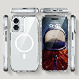 iPhone 16 Plus Kılıf Magsafe Şarj Özellikli AirBagli Şeffaf Zore İncek Kapak-Şeffaf