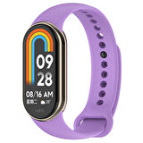 Xiaomi Mi Band 8 Serisi Klasik Kordon Silikon Strap Kayış-Lila