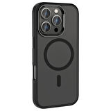 Apple iPhone 16 Pro Max Kılıf Magsafe Şarj Özellikli Parlak Kamera Çerçeveli Zore Kost Kapak-Siyah