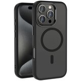 Apple iPhone 16 Pro Max Kılıf Magsafe Şarj Özellikli Parlak Kamera Çerçeveli NRTK Kost Kapak-Siyah