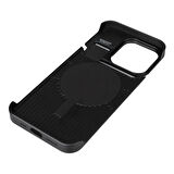 Apple iPhone 15 Pro Max Kılıf Magsafe Şarj Özellikli Mekanizmalı Koku Hazneli Zore Mostar Kapak-Kahv
