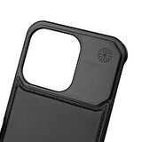 Apple iPhone 14 Pro Kılıf Magsafe Şarj Özellikli Mekanizmalı Koku Hazneli Zore Mostar Kapak-Siyah