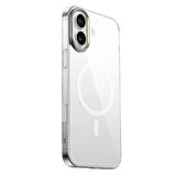 Apple iPhone 16 Plus Kılıf Magsafe Şarj Özellikli Şeffaf Cam Arka Yüzey Zore G-Glass Kapak-Şeffaf