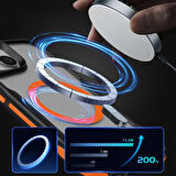 iPhone 13 Uyumlu Magsafe Şarj Özellikli Renkli Kenar Airbag Şeritli Zore Lamer Kapak-Turuncu